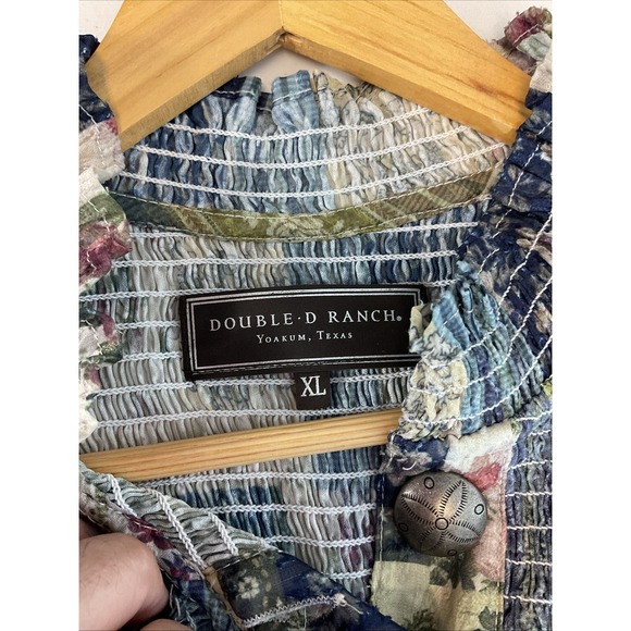 Double D Ranch size XL Maxi Dress Western wear floral mixed print long sleeve - Picture 4 of 10